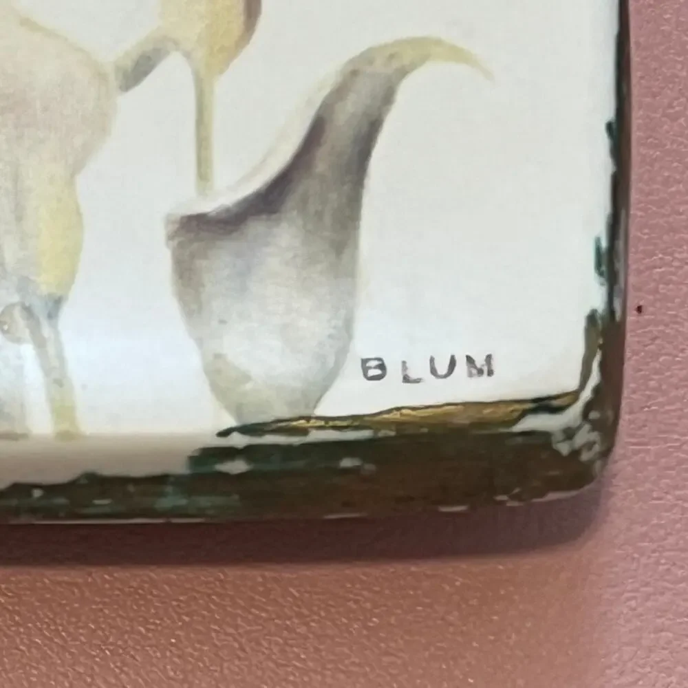 CROSCILL Cheri Blum Canna Lilies Bathroom Soap Dish‎ Decor From Vintage Set